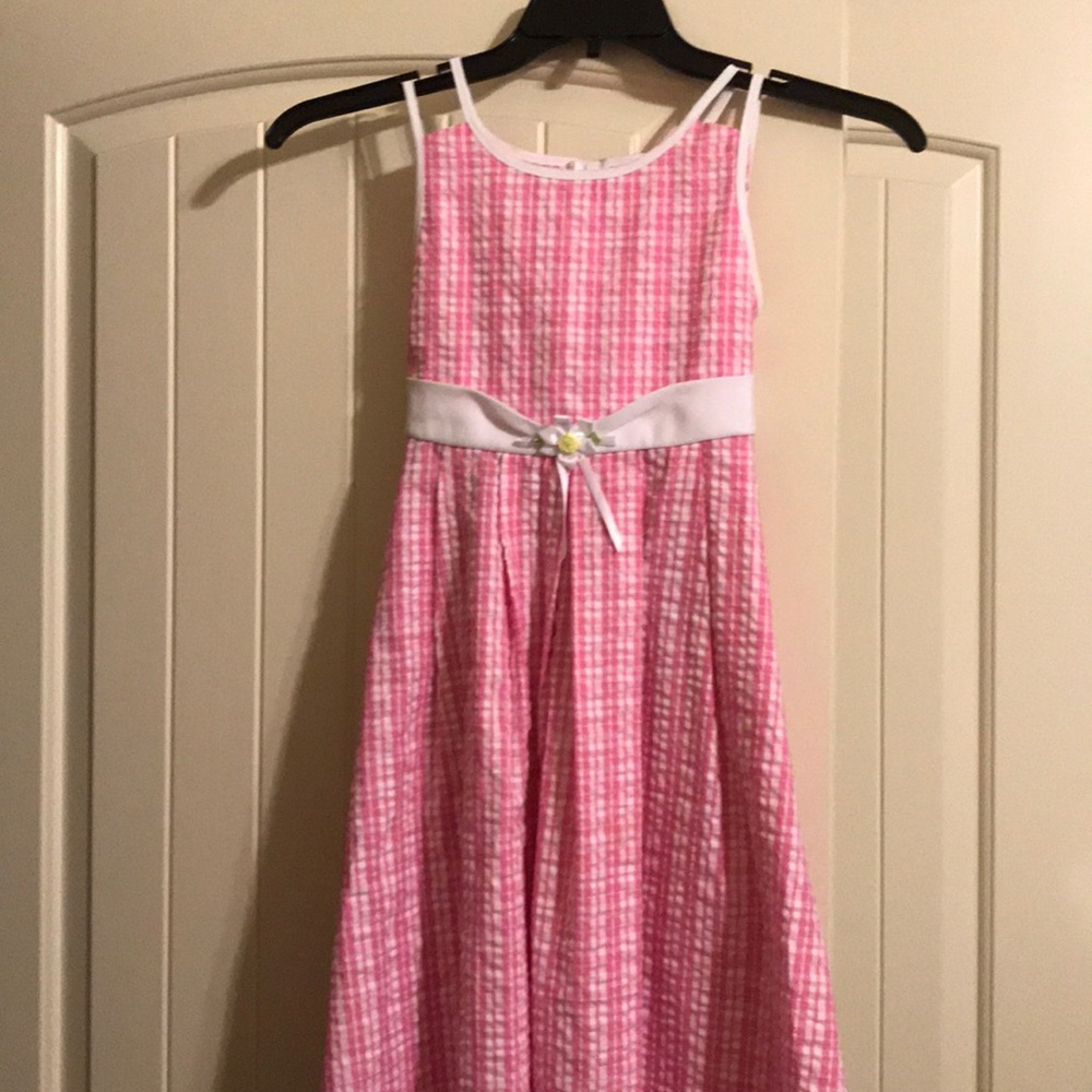 Pink and white seersucker Girl dress
